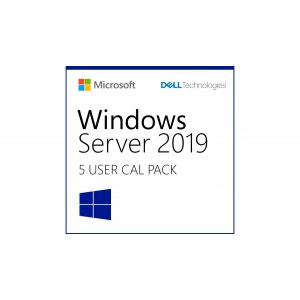Dell Windows Server 2019 Windows Server 2019/2016 User CALs (STD lub DC) Cus Kit, 5-pack, ROK Client Access License, Original